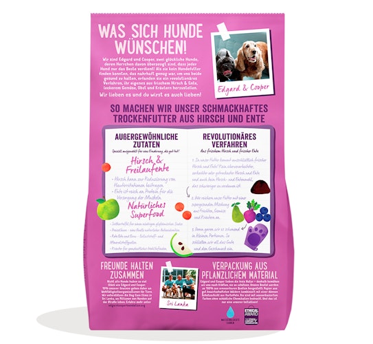 Edgard&Cooper Adult Hirsch/Freilauf-Ente Hundetrockenfutter