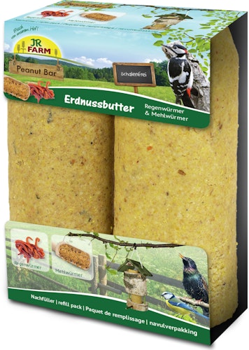 JR FARM Peanut Bar Erdnussbutter 2er-Pack 700g Wildvogelfutter zum Nachfüllen