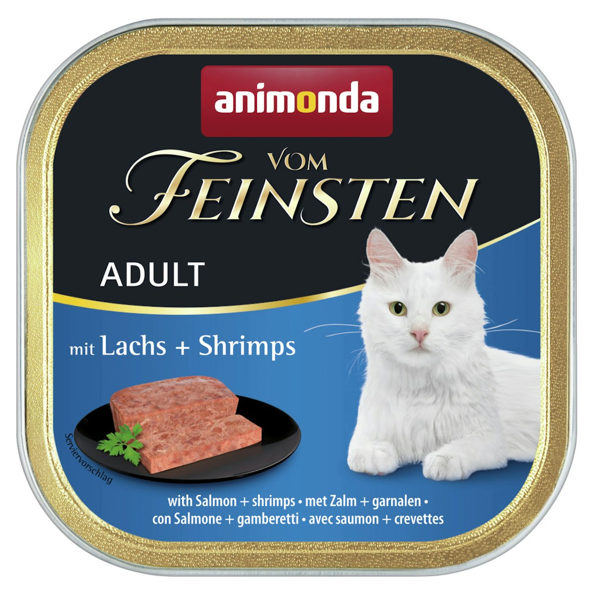 animonda Vom Feinsten Adult 100g Schale Katzennassfutter 32 x 100 Gramm Lachs + Shrimps