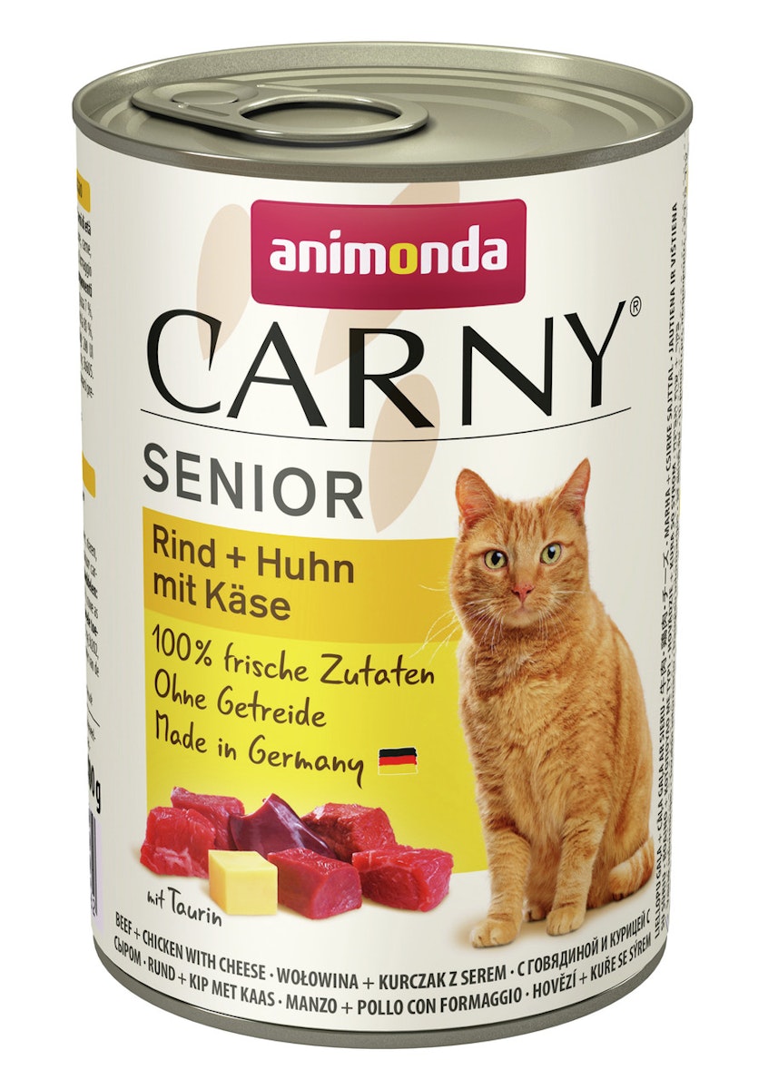 animonda Carny Senior 400g Dose Katzennassfutter Sparpaket 12 x 400 Gramm Rind + Huhn mit Käse