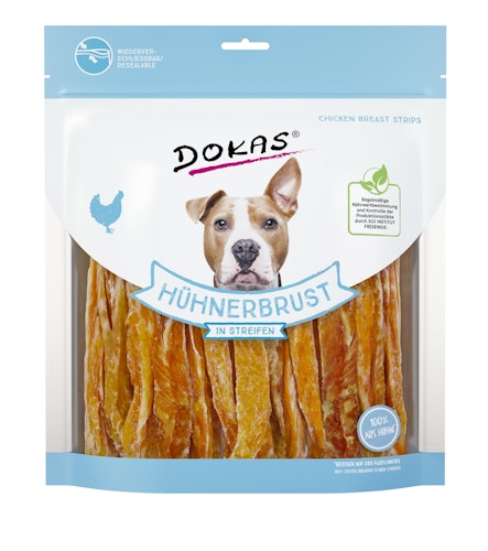 DOKAS Hühnerbrust in Streifen Hundesnack