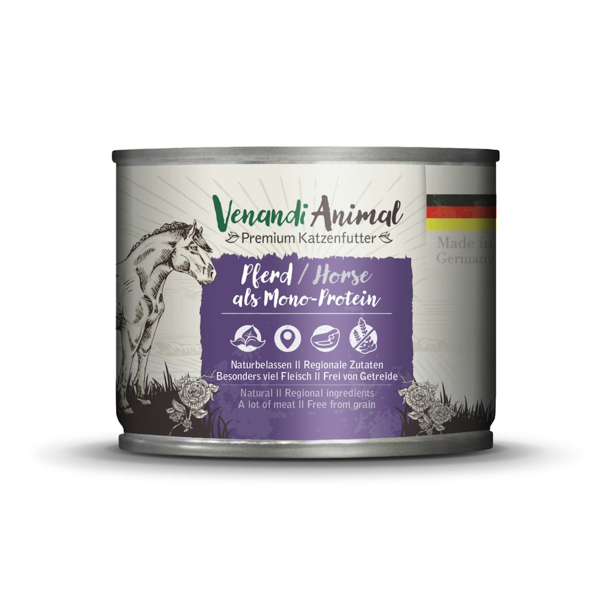 Venandi Animal Monoprotein 200g Katzennassfutter Sparpaket 12 x 200 Gramm Pferd