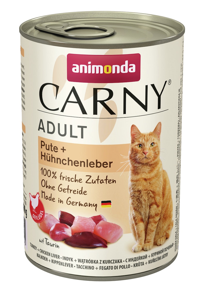 animonda Carny Adult 400g Dose Katzennassfutter Sparpaket 12 x 400 Gramm Pute + Hühnchenleber