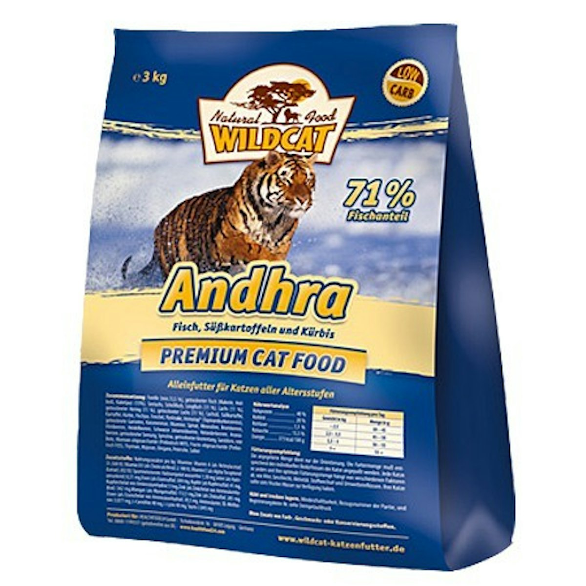 Wildcat Andrah Fisch & Süßkartoffel Katzentrockenfutter Sparpaket 2 x 3 Kilogramm