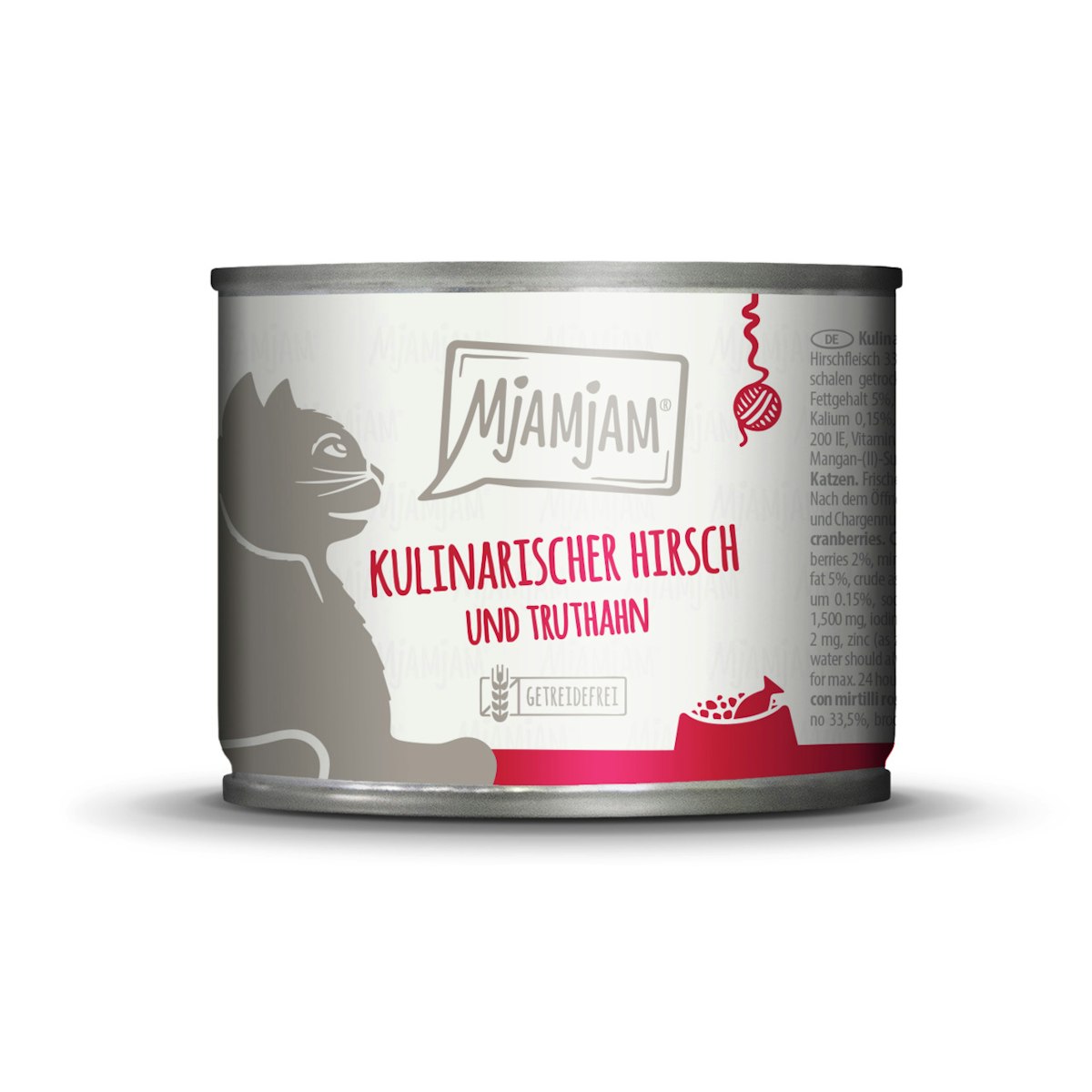 MJAMJAM Leckere Mahlzeit 200g Dose Katzennassfutter Sparpaket 12 x 200 Gramm kulinarischer Hirsch und Truthahn an frischen Cranberries