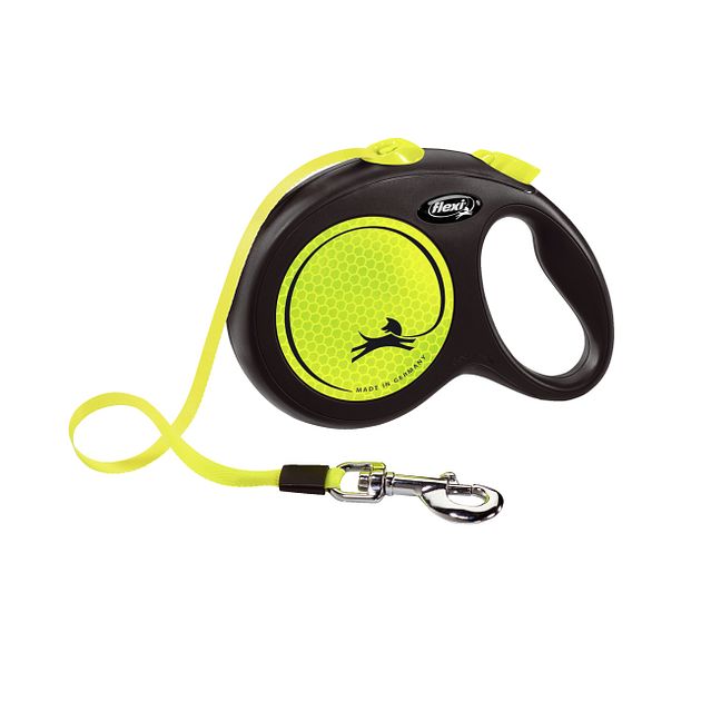 Flexi Giant M Roll-Leine 8m – Schwarz-grau Mit Neon-gelb, Gurtleine Für Hunde Bis 25 Kg