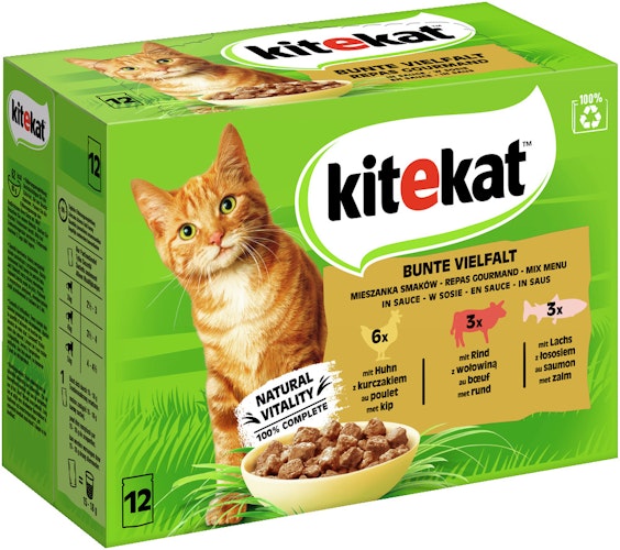 KITEKAT BunteVierfalt in Sauce 12 x 85 Gramm Katzennassfutter