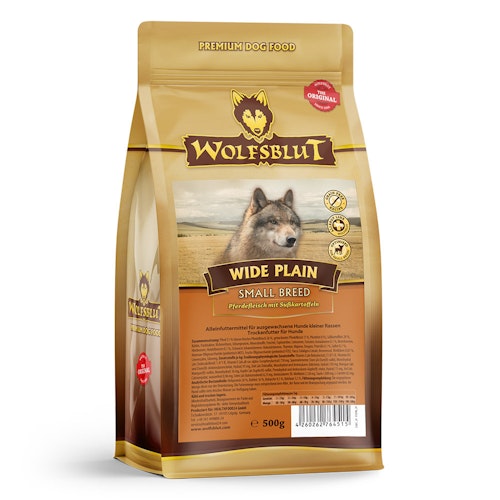 WOLFSBLUT Wide Plain Small Breed Pferdefleisch mit Süßkartoffel Hundetrockenfutter