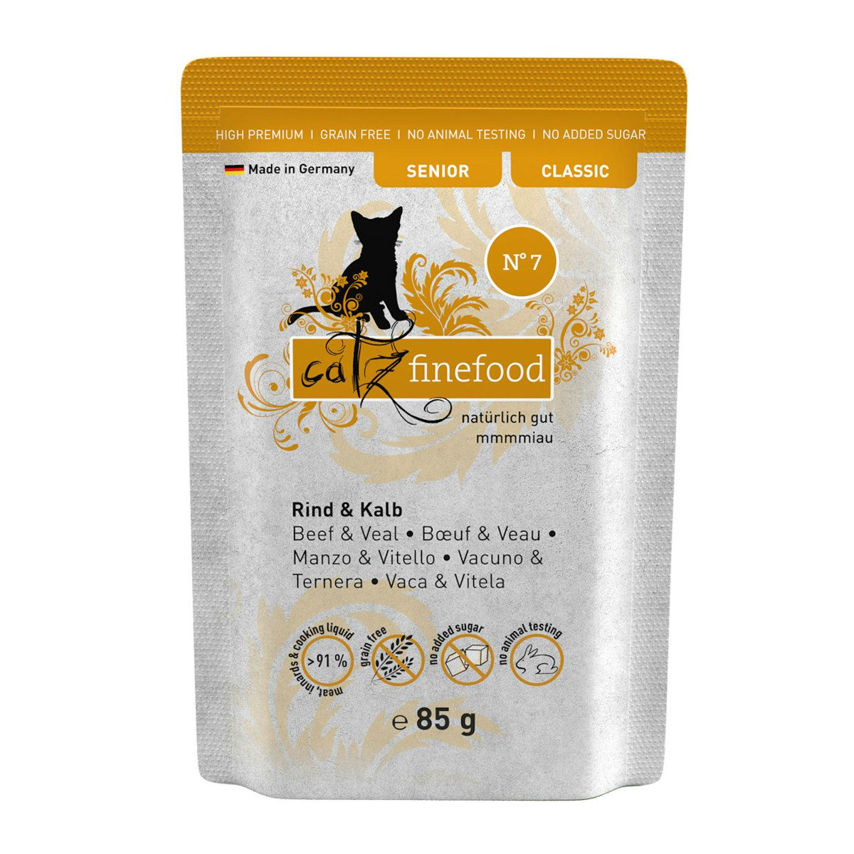 Catz finefood Senior 85 Gramm Katzennassfutter 16 x 85 Gramm No. 07 Rind/Kalb