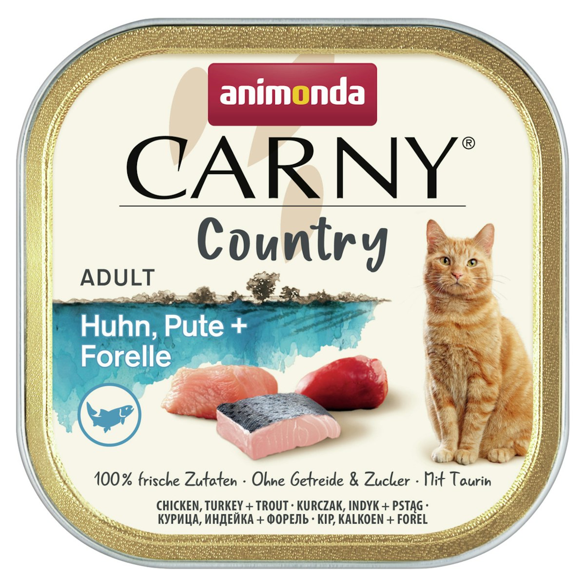animonda Carny Country 100g Schale Katzennassfutter Sparpaket 64 x 100 Gramm Huhn, Pute + Forelle