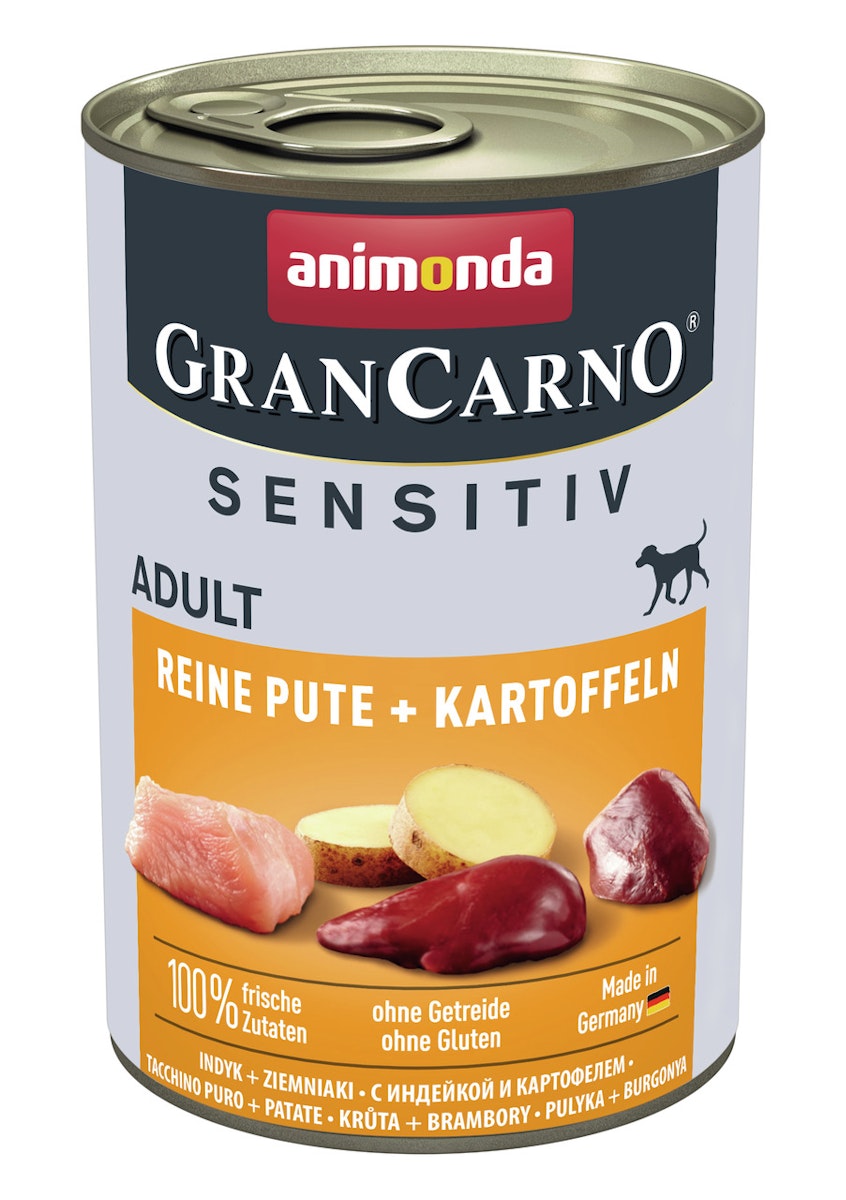 animonda Gran Carno Sensitiv Adult 400g Dose Hundenassfutter Sparpaket 12 x 400 Gramm Reine Pute + Kartoffeln