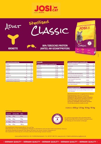 Josera JosiCat Sterilised Classic Katzentrockenfutter