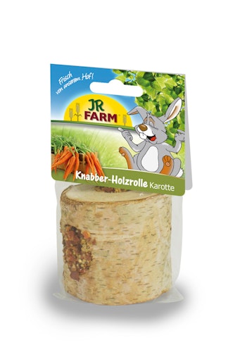 JR FARM Knabber-Holzrolle Karotte 150g Kleintiersnack