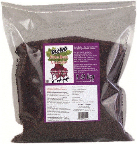 Olewo Rote Beete Granulat Zusatzfutter für Hunde, Nager & Pferde