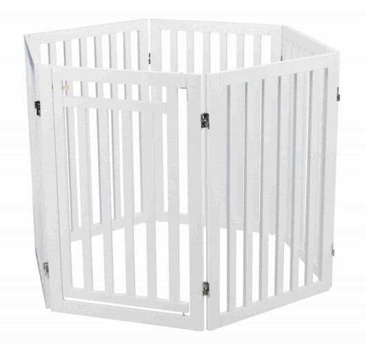 TRIXIE Hunde-Absperrgitter 4-teilig mit kleiner Tür 60-160x81cm weiß