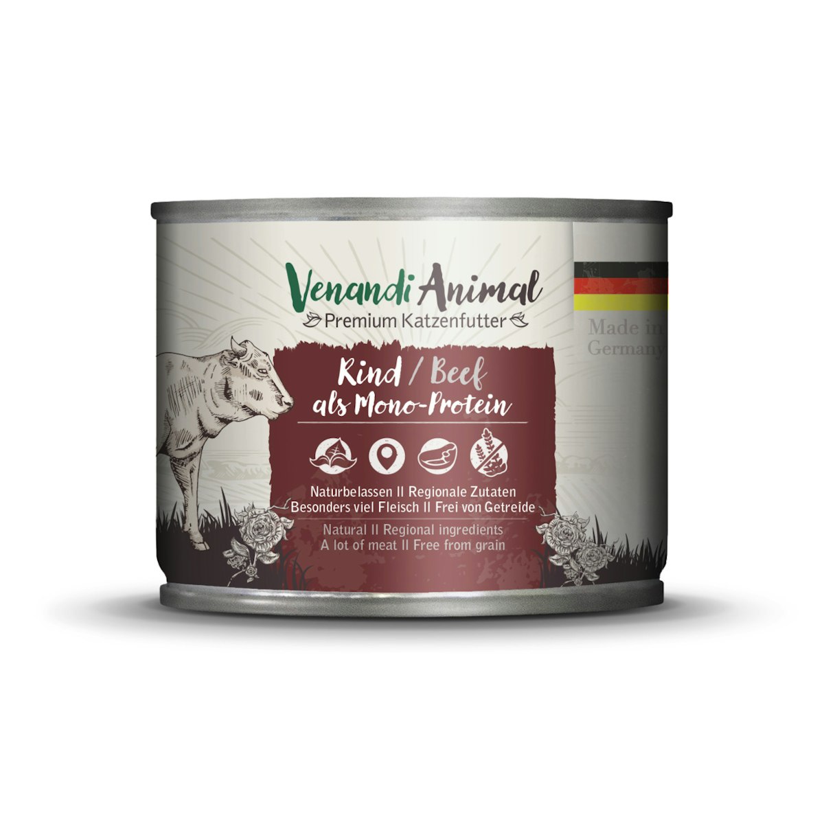 Venandi Animal Monoprotein 200g Katzennassfutter Sparpaket 12 x 200 Gramm Rind