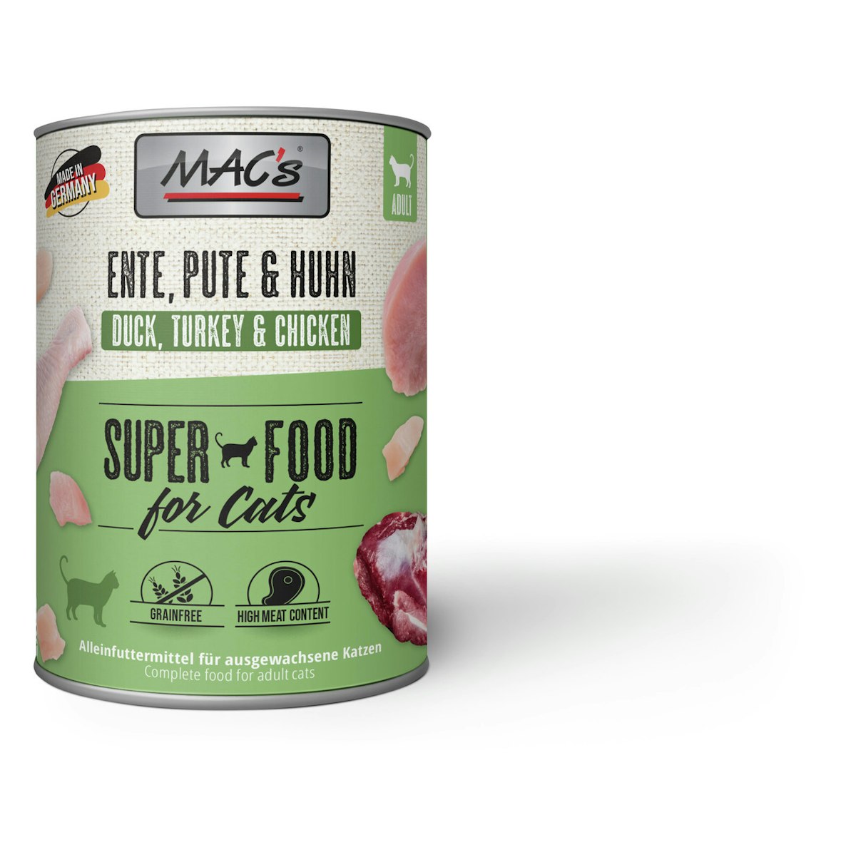 MAC’s Cat 800g Dose Katzennassfutter 6 x 800 Gramm Ente, Pute & Huhn