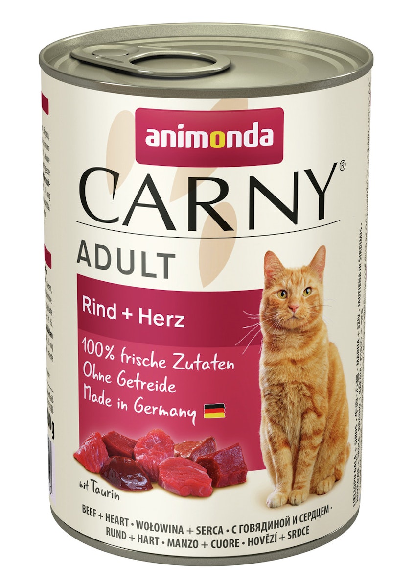 animonda Carny Adult 400g Dose Katzennassfutter Sparpaket 12 x 400 Gramm Rind + Herz