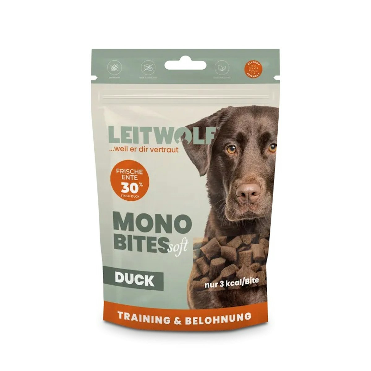 LEITWOLF 150g Mono Bites Hundesnack 12 x 150 Gramm Duck