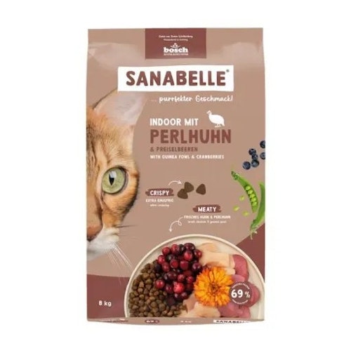 Sanabelle Indoor mit Perlhuhn Katzentrockenfutter