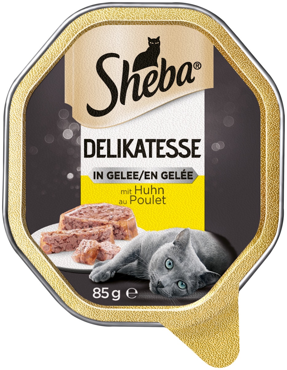 Sheba Delikatesse Gelee 85 Gramm Katzennassfutter 22 x 85 Gramm Geschnetzeltes mit Huhn