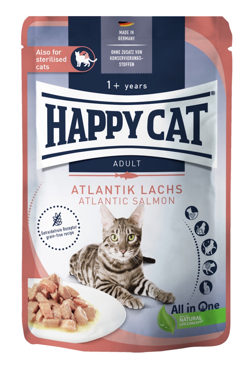 HAPPY CAT Meat in Sauce Culinary 85 Gramm Katzennassfutter 20 x 85 Gramm Atlantik-Lachs