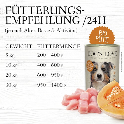 Dog's Love Bio 800g Dose Hundenassfutter