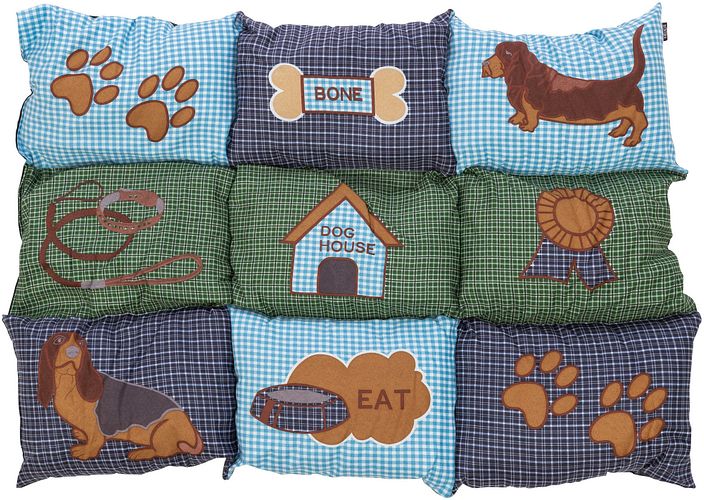 TRIXIE Liegematte Patchwork, 80 × 55 cm, blau/grün