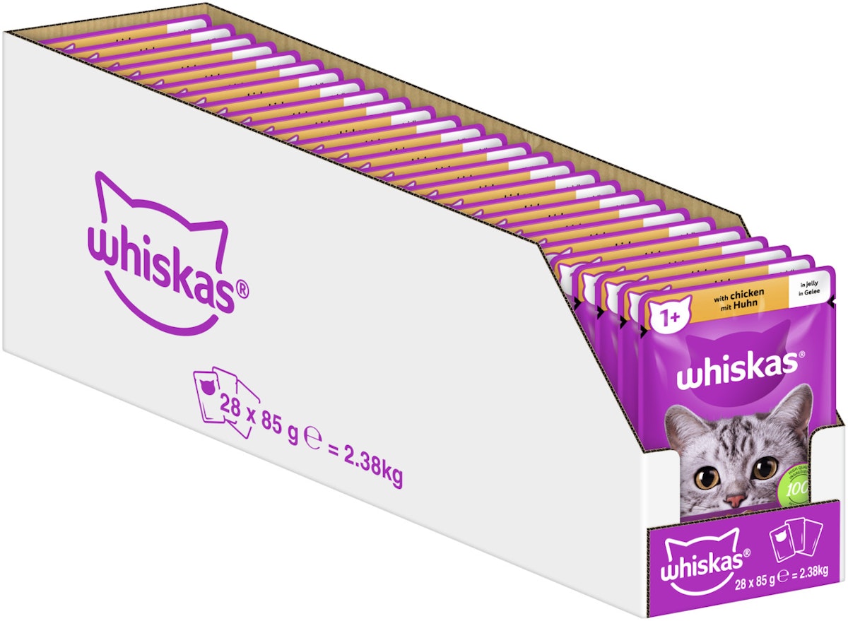 Whiskas 1+ Huhn in Gelee Katzennassfutter 28 x 85 Gramm