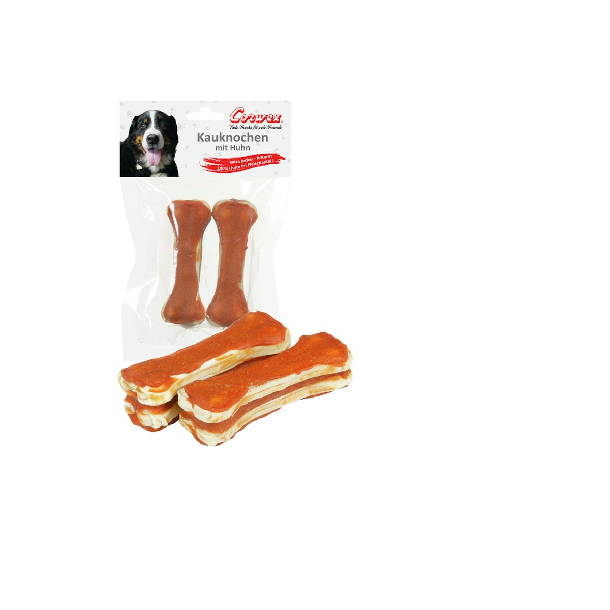 Corwex Kauknochen Hundekauartikel mit Huhn 10 Centimeter 8 x 2 Stück