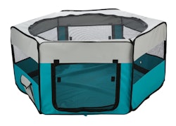 TRIXIE Freilauf mit Netz/Boden, Meerschwein., Polyester, ø 130 × 55 cm, türkis/hellgrau