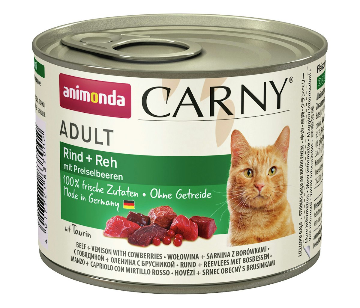 animonda Carny Adult 200g Dose Katzennassfutter Sparpaket 24 x 200 Gramm Rind + Reh mit Preiselbeeren