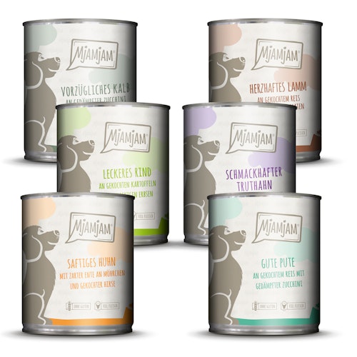 MJAMJAM Mixpaket 6 x 800g Dose Hundenassfutter