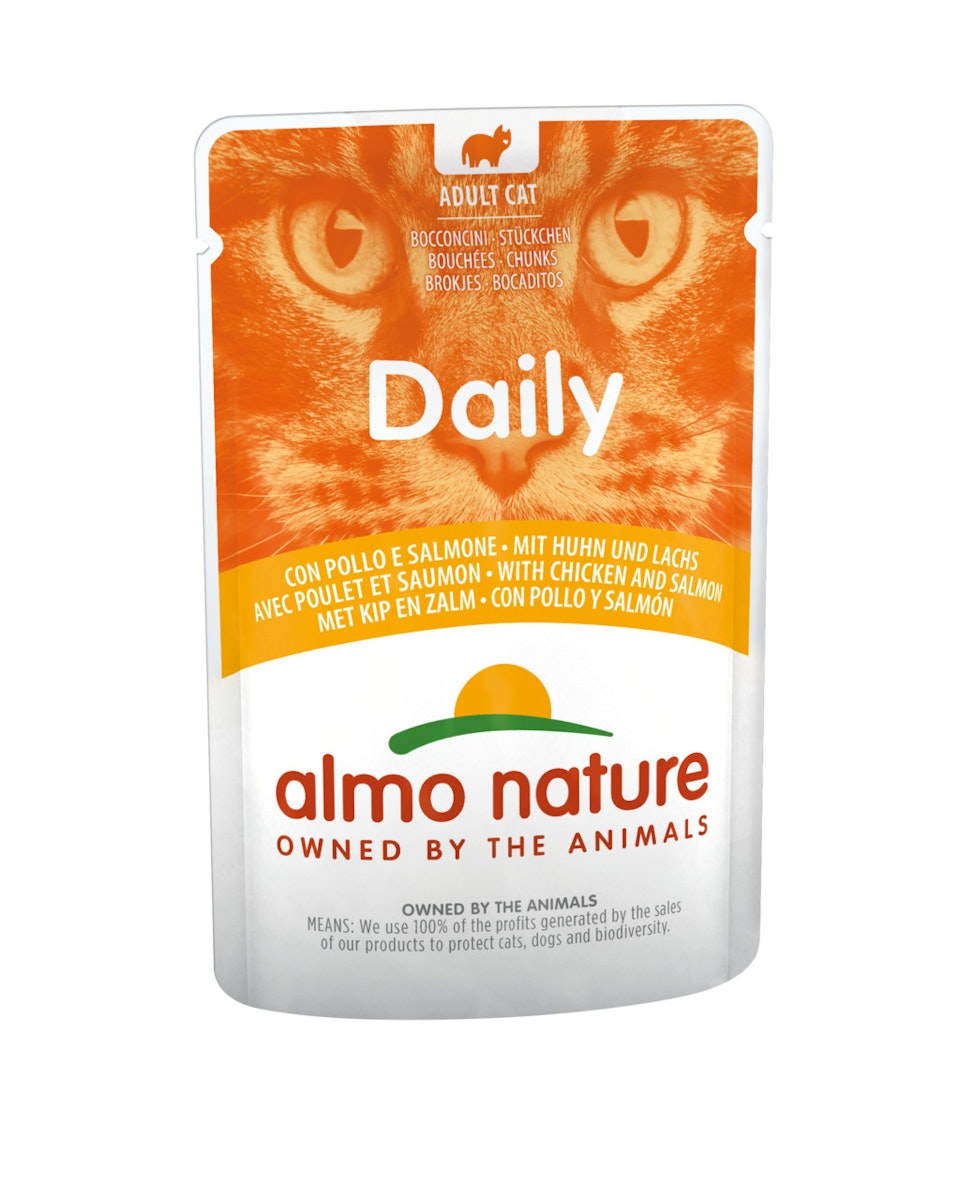 Almo Nature Daily Menu 70g Beutel Katzennassfutter 30 x 70 Gramm Huhn & Lachs