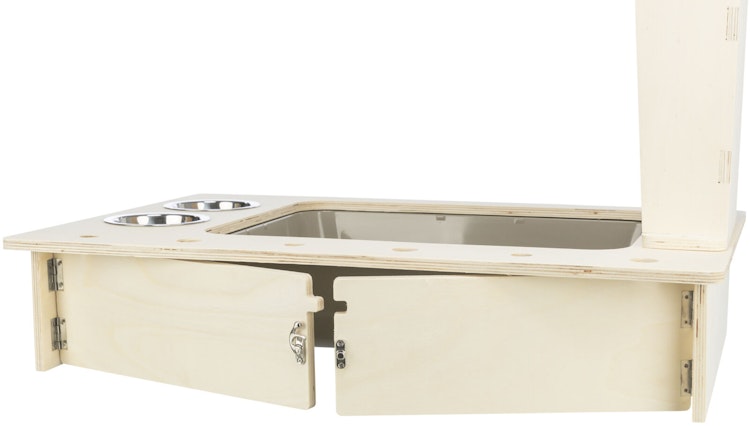 TRIXIE Futterstation mit Näpfen & Heuraufe, Holz