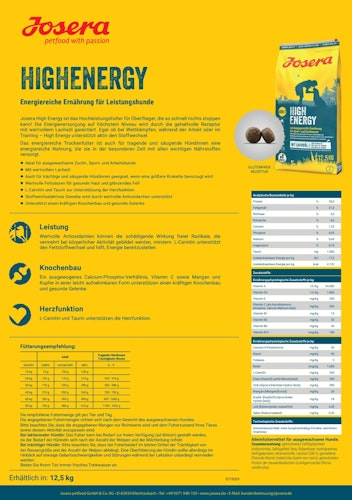 Josera High Energy Hundetrockenfutter