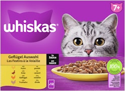 Whiskas 7+ Geflügel Auswahl in Sauce 12 x 85 Gramm Multipack Katzennassfutter