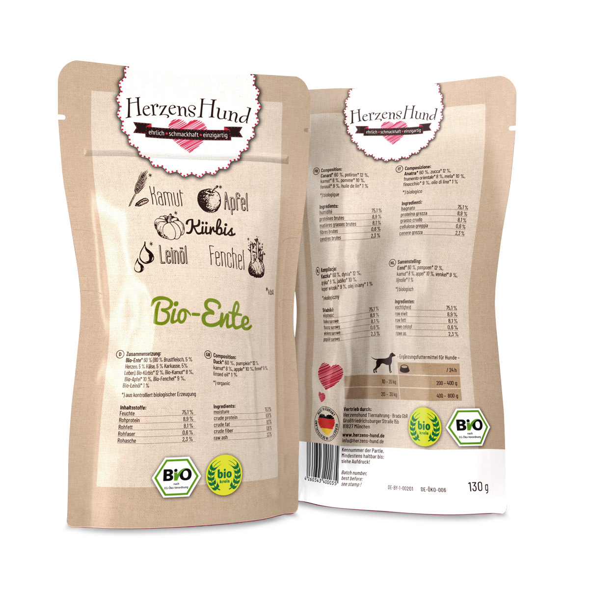 Herzenshund 130 Gramm Hundenassfutter