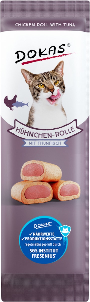 DOKAS Rolle Katzensnack Hühnchen mit Thunfisch