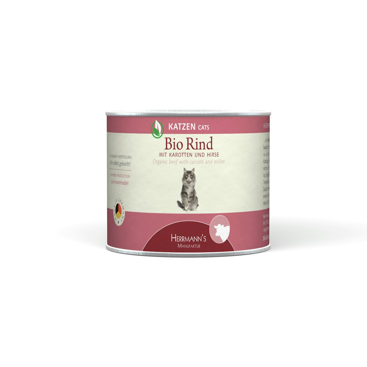 Herrmann’s Selection 200g Dose Katzennassfutter Sparpaket 24 x 200 Gramm Bio Rind mit Karotte & Hirse