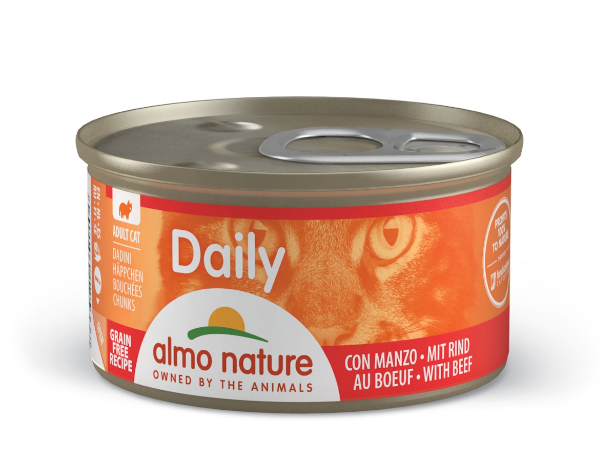 Almo Nature Daily Menu 85g Dose Katzennassfutter 24 x 85 Gramm Häppchen mit Rind