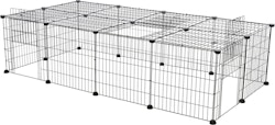 Freilaufgehege mit Abdeckung, Metall, 152 × 38 × 72 cm, schwarz
