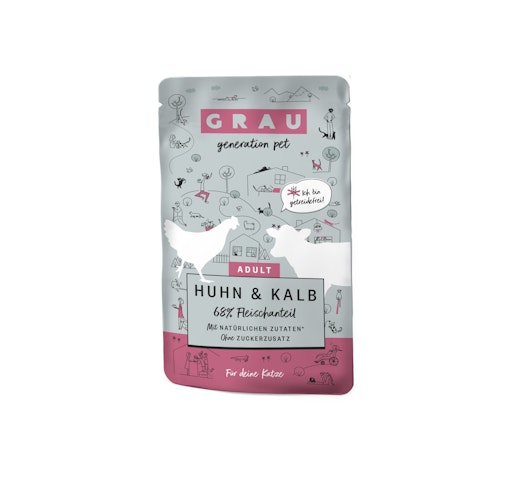 grau Pouchbeutel 125 Gramm Katzennassfutter