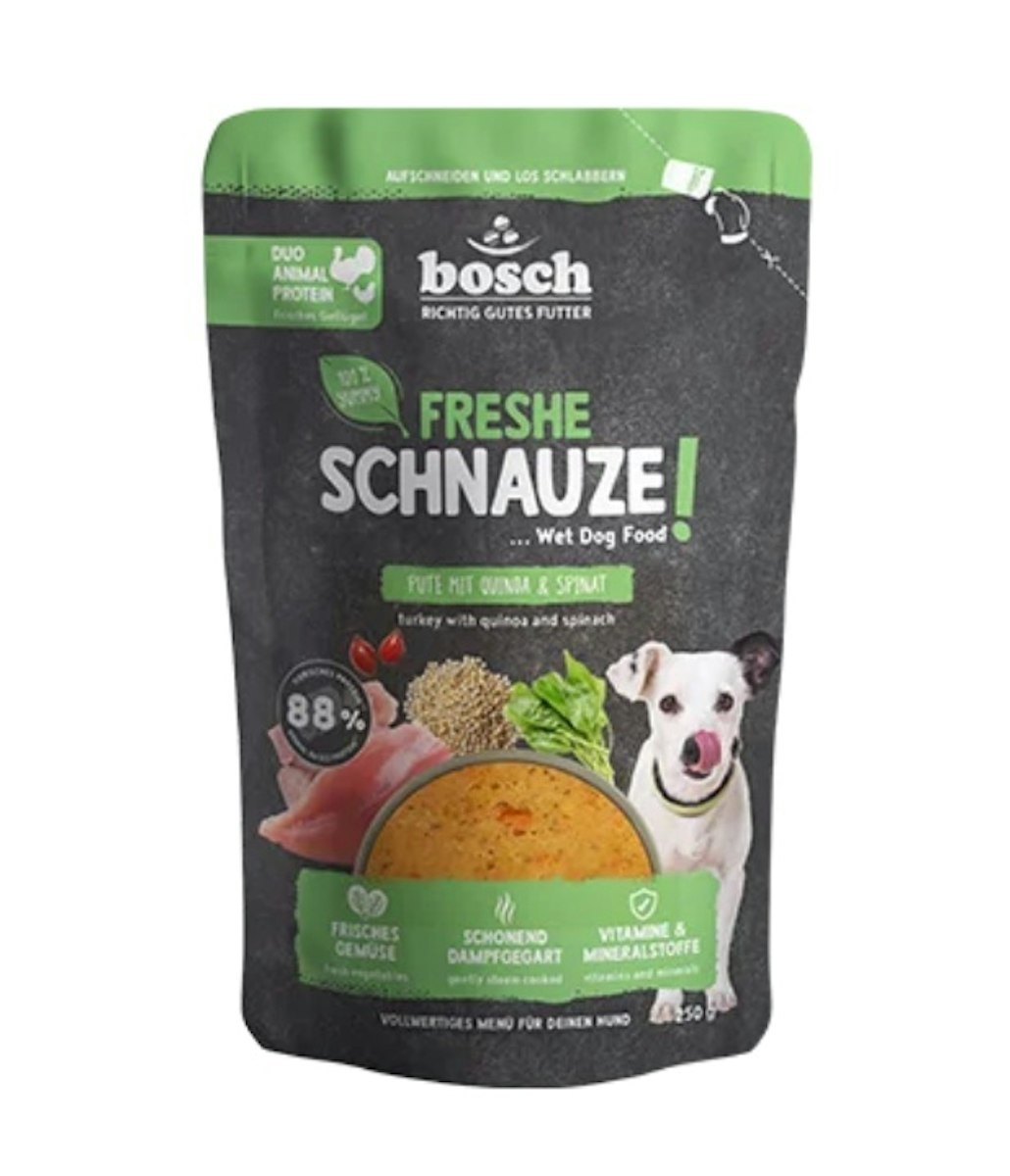 BOSCH Freshe Schnauze 250g Pute, Quinoa & Spinat Hundenassfutter 16 x 250g Pute, Quinoa & Spinat Sparpaket
