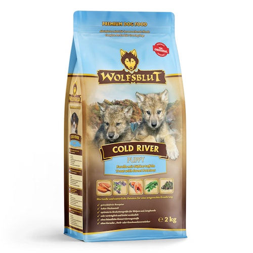 WOLFSBLUT Cold River Puppy Forelle mit Süßkartoffel Hundetrockenfutter