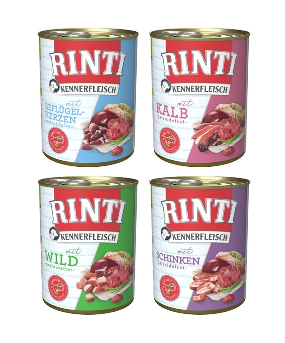 RINTI Kennerfleisch Dose 24x800g Mixpaket 2 Hundenassfutter