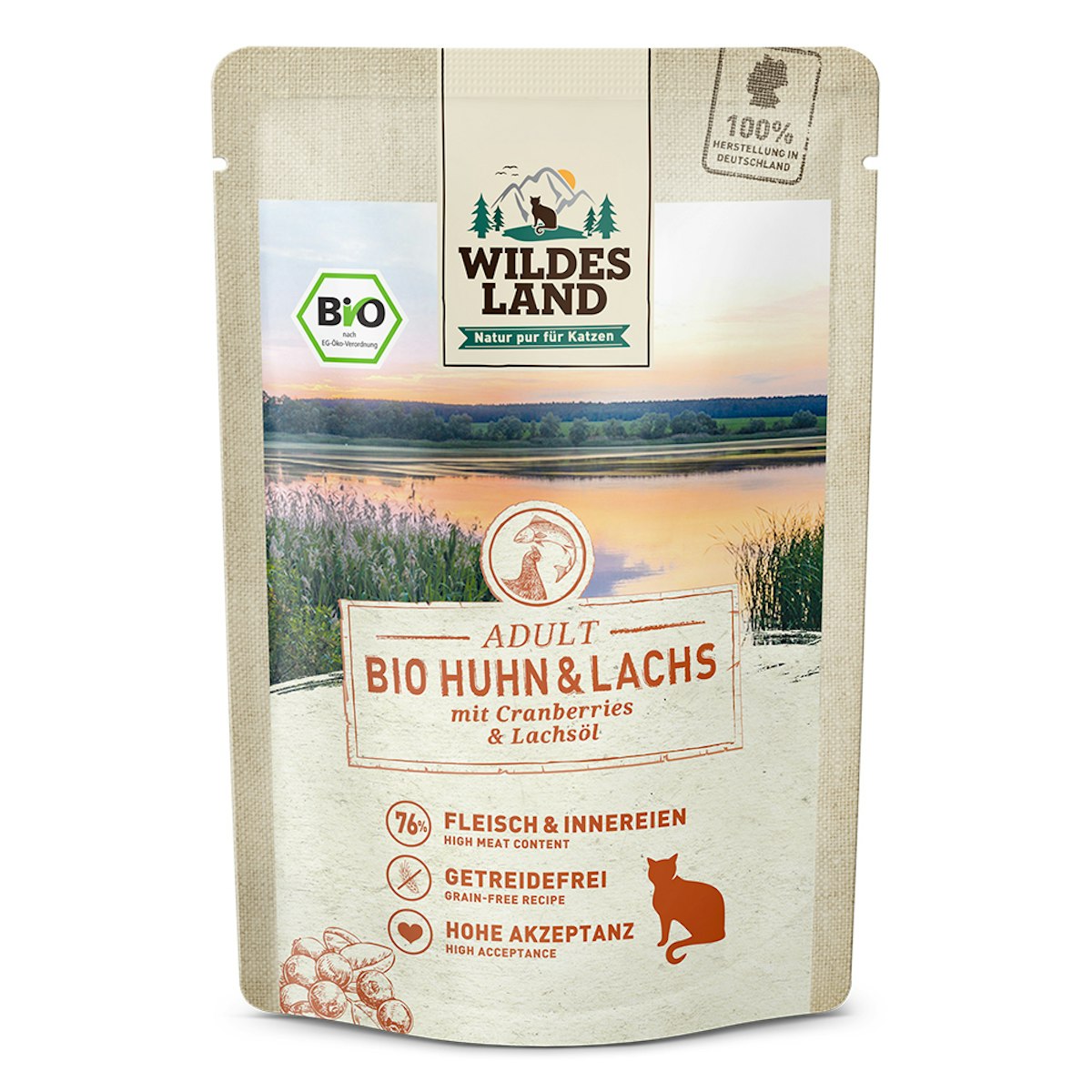 WILDES LAND Katze 24 x 85g Bio Huhn und Lachs
