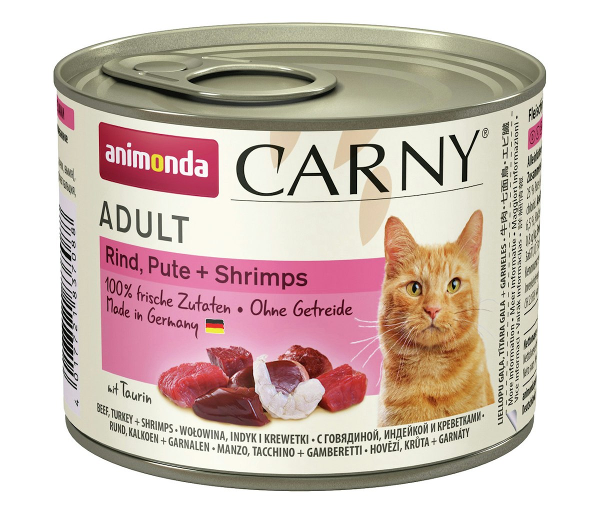 animonda Carny Adult 200g Dose Katzennassfutter Sparpaket 24 x 200 Gramm Rind, Pute + Shrimps