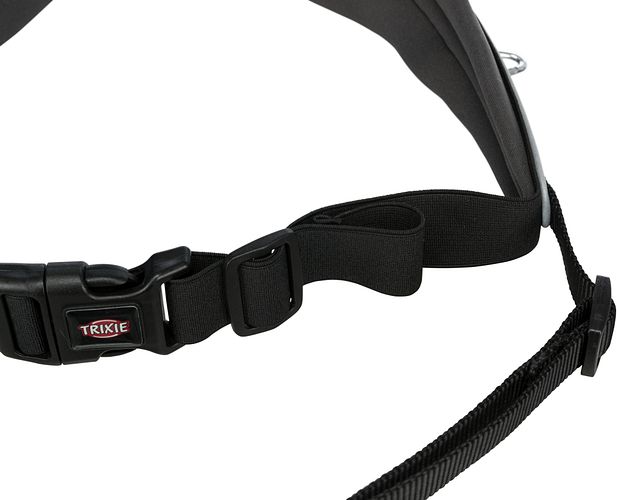 TRIXIE Bauchgurt mit Leine, breit, neoprengepolstert, Gurt: 70–120 cm/12 cm,  Leine: 1,10–1,50 m/20 mm, sch