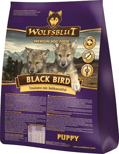 WOLFSBLUT Black Bird Puppy Truthahn mit Süßkartoffel Hundetrockenfutter
